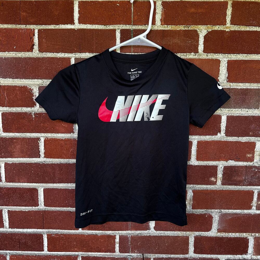 Nike Dri-FIT Boys Black Graphic Athletic T-Shirt Size 6 Medium